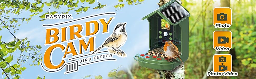 Пташина годівниця з камерою EASYPIX BirdyCam, сонячна енергія, автоматичне HD-відео та фото, кормушка для саду
