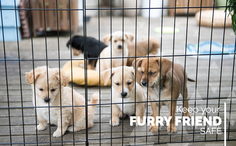 FurDreams вольєр для цуценят 107 см, 8 панелей, металевий загін для собак, котів, кроликів, хом'яків та інших тварин, складний і портативний манеж для дому та вулиці