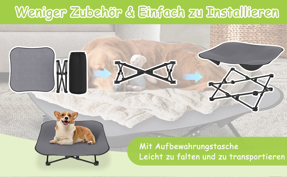 Крісло-ліжко для собак та котів 68x68x21 см, складне, підняте, з дихаючого поліестеру, для дому та саду