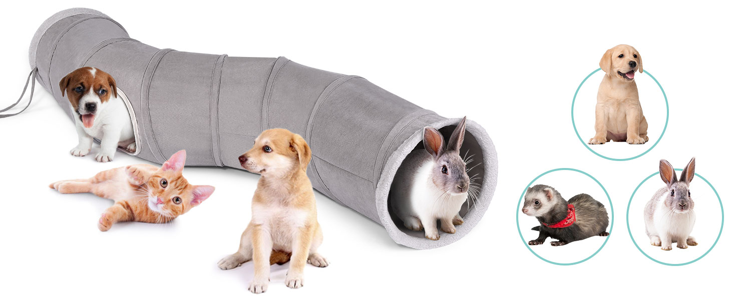 Ігровий тунель для котів та кроликів Ownpets, тканинний, з м'ячиком і дражнилкою, міцний, безшумний