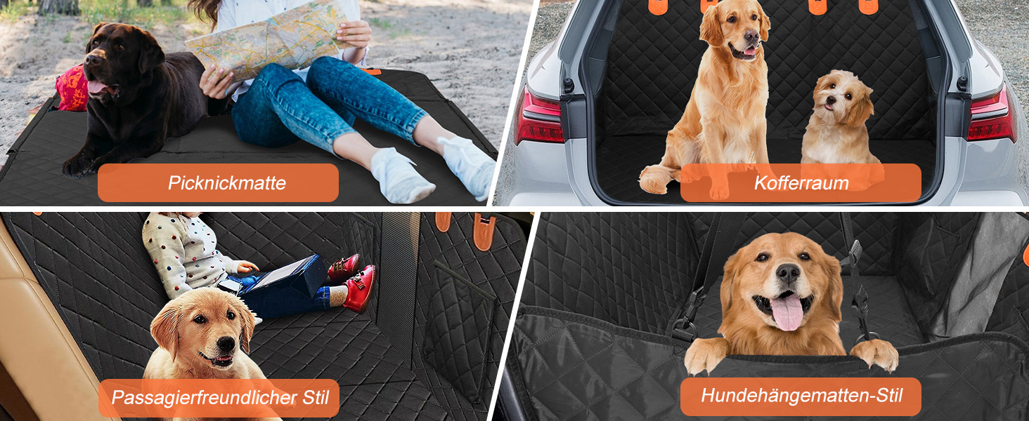 Захисна підстилка для собак у машину, водонепроникна, антикіготок, для заднього сидіння, з кріпленням на ремені безпеки, сумісна з більшістю авто, SUV та пікапами