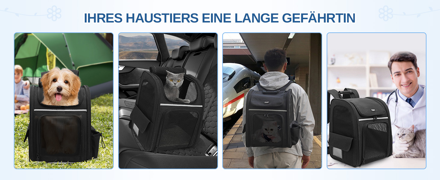 Рюкзак для кота та собаки Dogat: зручний, дихаючий, розкладний, з сіткою, чорний