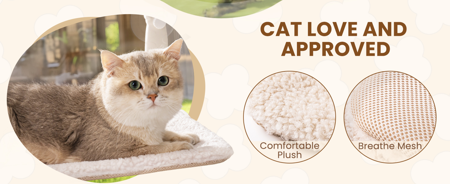 Кішка лежанка на вікно MEWOOFUN - 54x30см, бежева, для котів, до 18кг