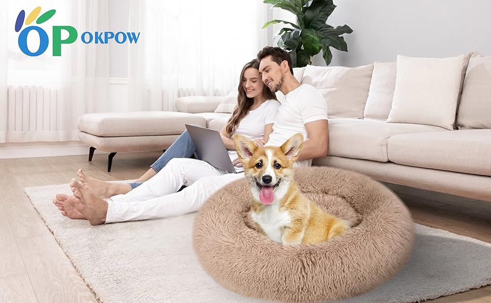 Лежанка для собаки OKPOW Пухнастий пончик для великих собак