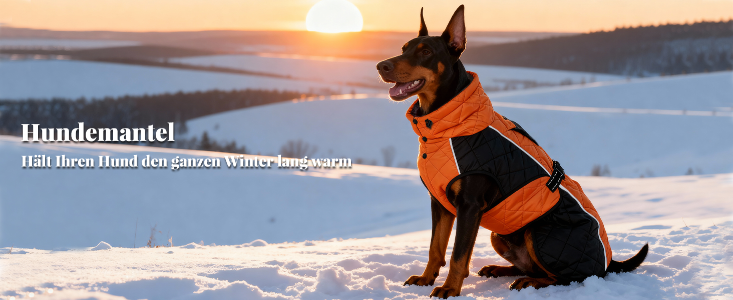 Зимовий теплий куртка для собак, непромокаємий, вітрозахисний, з регульованою застібкою, оранжево-чорний (XS, 43.2-50.8 см)