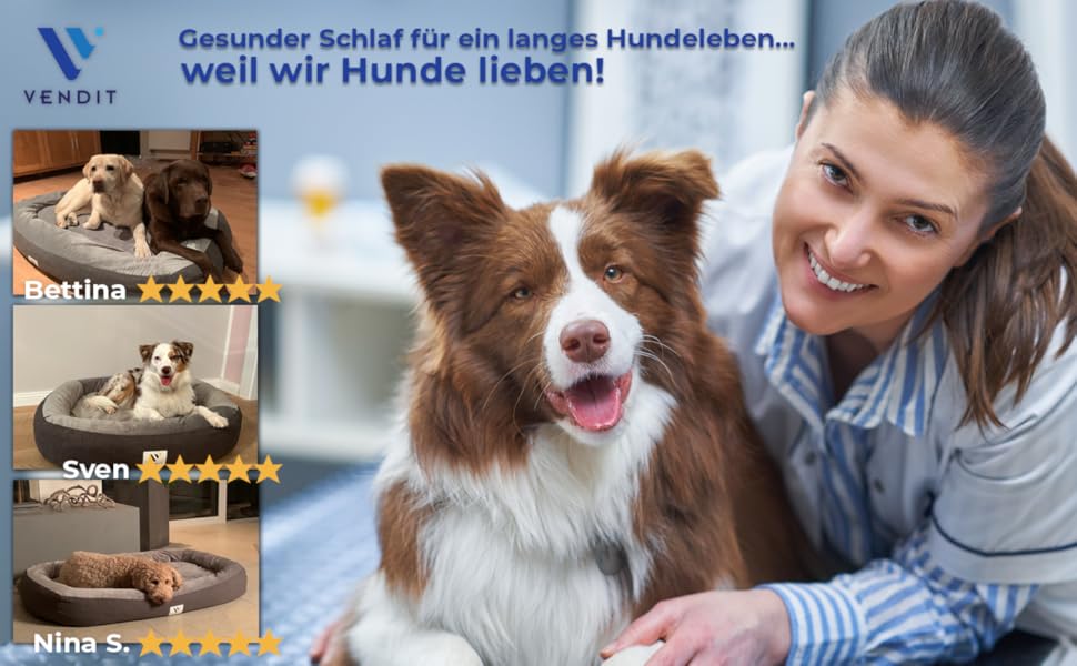 Ортопедичне ліжко для собак Vendit XL для середніх собак - матрац з Memory Foam, антибактеріальне та нейтралізуюче запахи, водонепроникне та стійке до подряпин, зі знімним чохлом, нековзне та довговічне. Розміри: 120 x 85 x 19 см