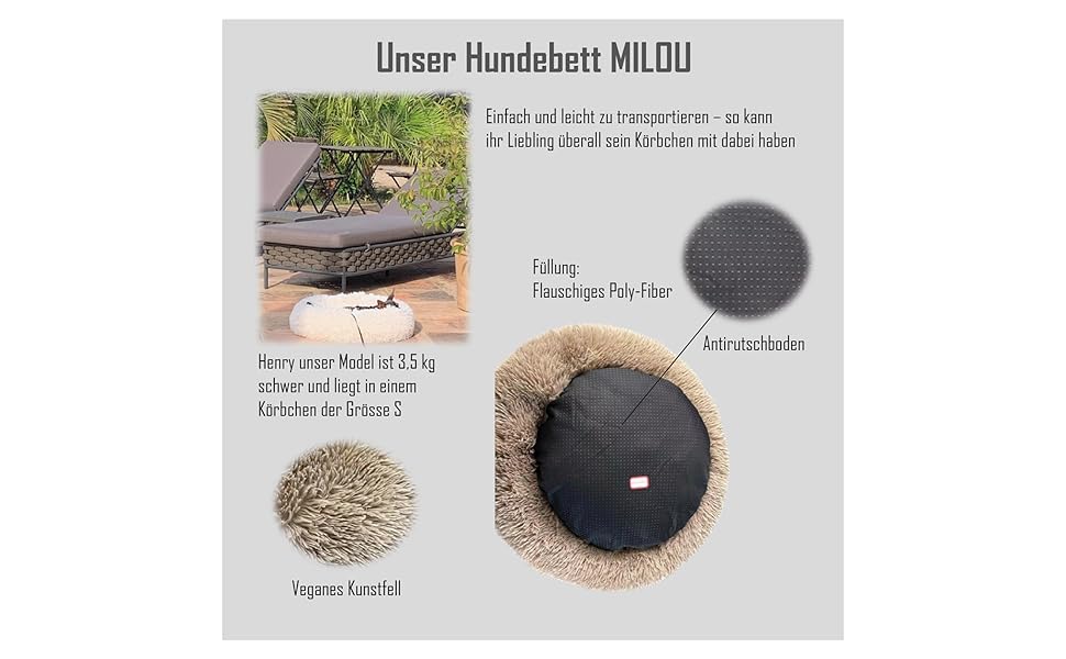 Крісло-лежанка для собак та котів MEDISAFETY Milou, м'яке, кругле, 70 см, бежеве