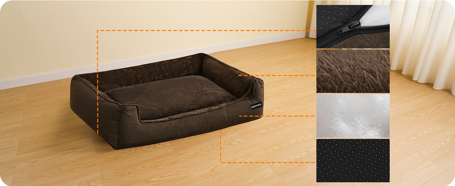 Ліжко для собак, лежанка для собак, подушка для собак, корзина для собак. Знімне та пральне, коричневого кольору, 90 x 75 x 25 см