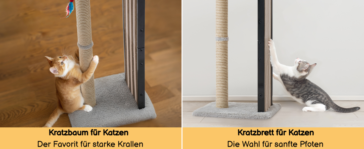 Дряпалка для котів Veehoo, 90 см, сіра. Стабільна дряпка з платформою та іграшками. Підходить для кошенят та дорослих котів. Розміри: 46 x 37 x 90 см