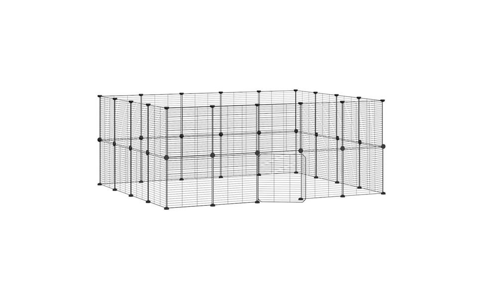Клітка для тварин vidaXL, 44 елементи, сталева, 35x35 см, чорна, для кроликів, цуценят, універсальна