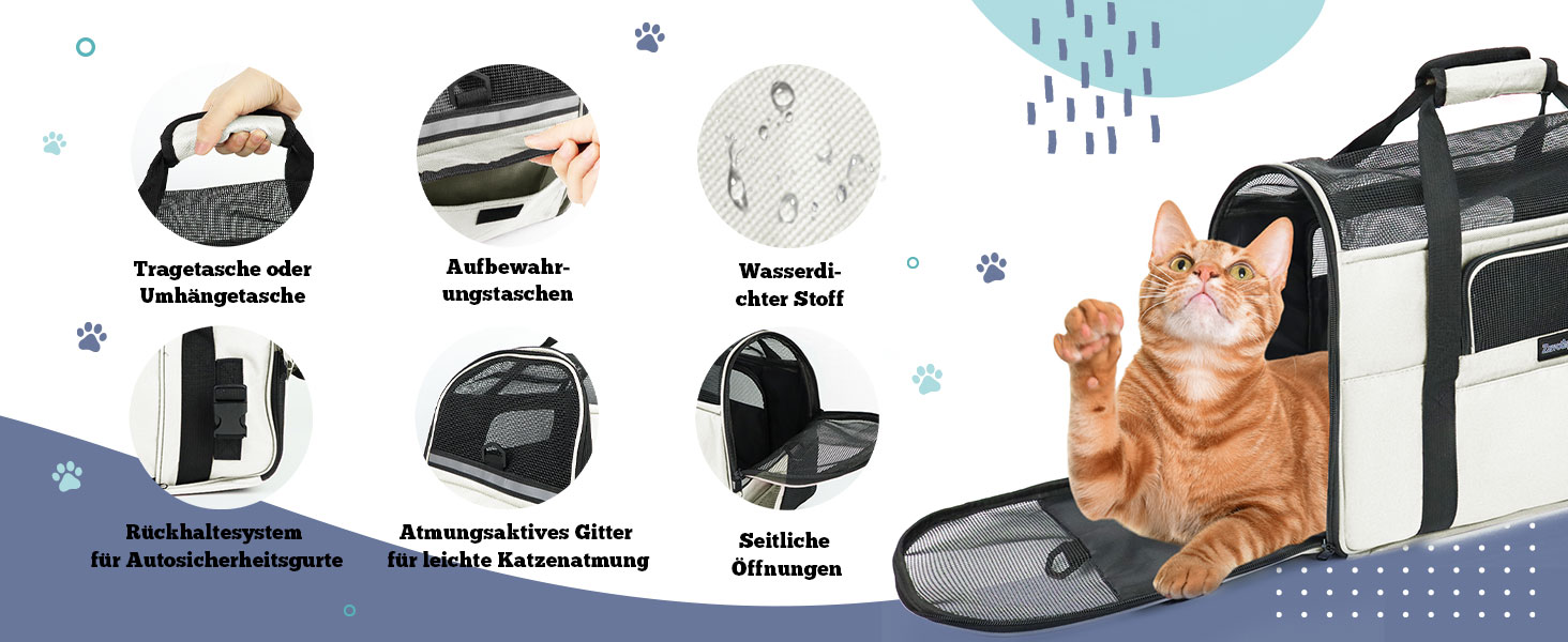 Транспортна сумка для котів та собак, дихаюча та складна, з регульованим плечовим ременем, знімний плюшевий матрац (Бежева, M)