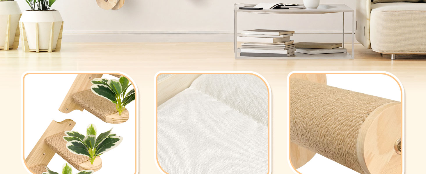 Настінна комплексна система для котів Lohofrnny: драбини, гамаки, когтеточки з натурального дерева, DIY