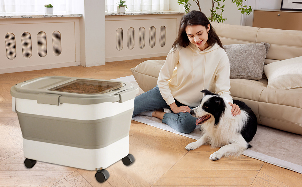 Контейнер для корму для собак та котів, 10 кг, повітряний, BPA-Free, з колесами