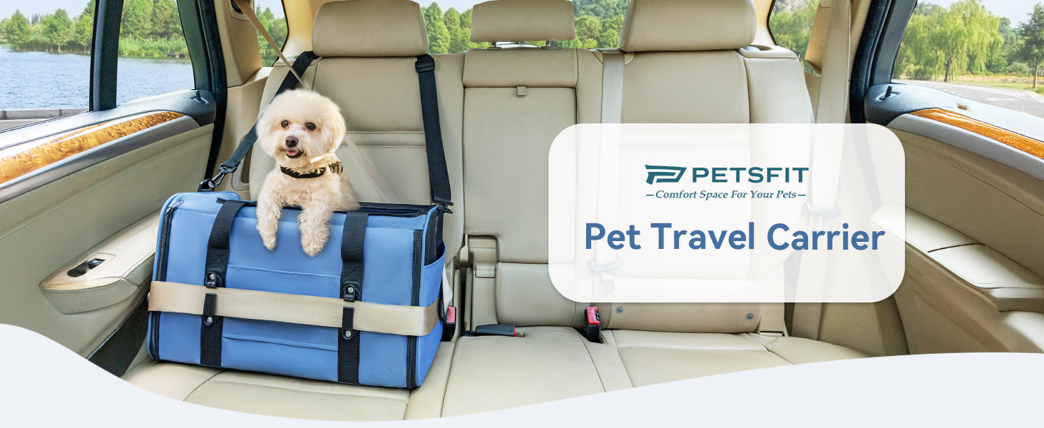 Переносна переноска для котів та маленьких собак Petsfit, блакитна, 48 x 30.5 x 30.5 см