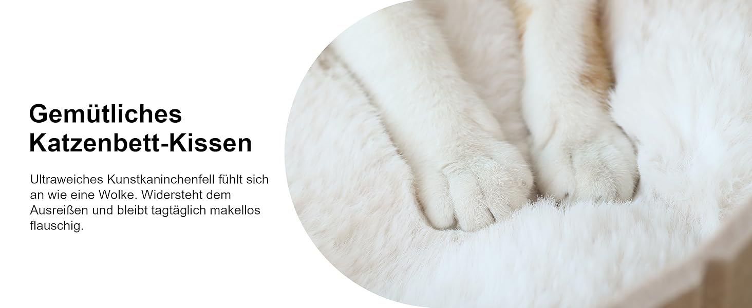 Ліжко для котів FUKUMARU, сіре овальне ліжко-диван з м'яким штучним хутром, філц, 61 см