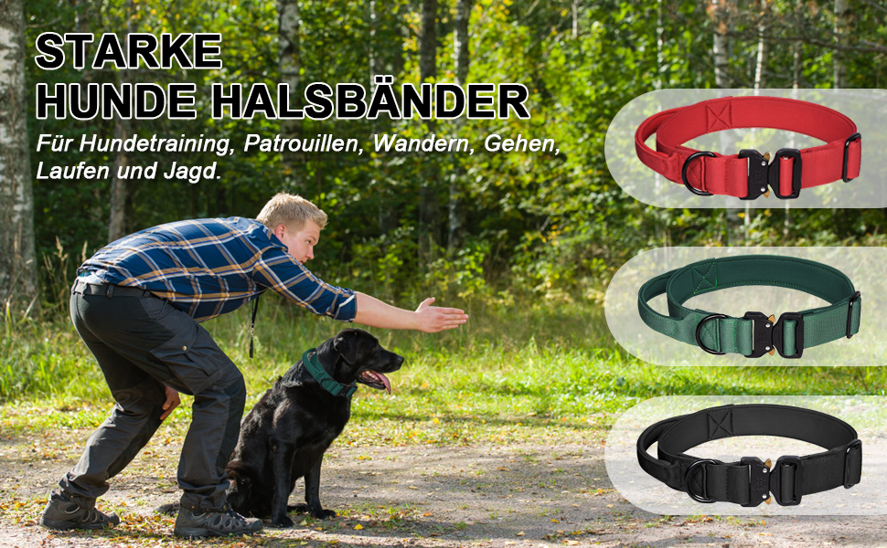 Нашийник для собак Vivi Bear тактичний, регульований, з контролем, нейлон, неопрен, для великих собак, червоний, розмір L