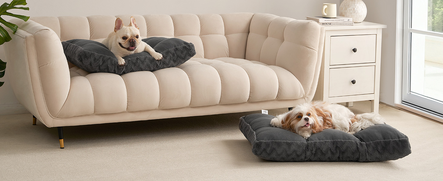 Килимок для собак великих порід EHEYCIGA, 104x68 см, XL, штучне хутро та льон, темно-сірий