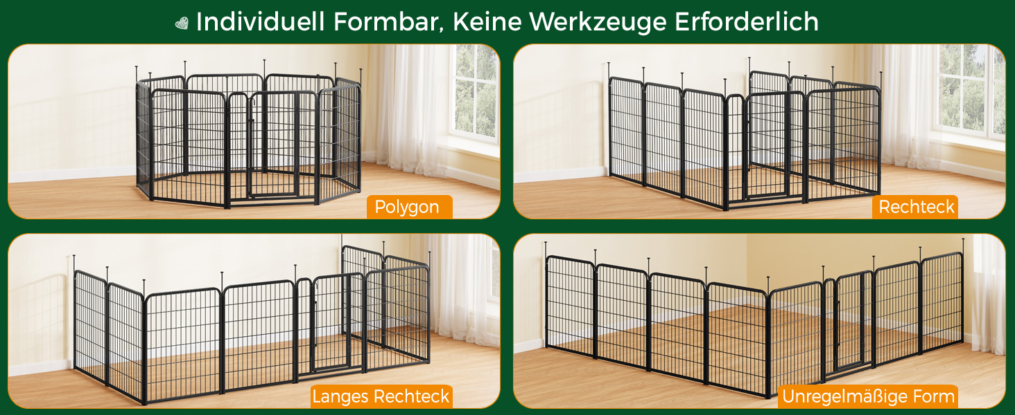 Клітка для собак Yaheetech 8-секційна, 80 см, вольєр для собак, з'єднувальні стержні, складана клітка для собак у квартиру та сад, без інструментів, 80 см висота, 8 шт.