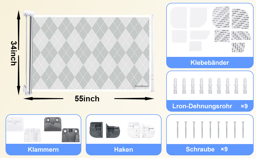 Захисний бар'єр для дитячих воріт, розтяжний, 0-180 см. Захист від падіння для дітей, котів та собак. Підходить для сходи, дверей, внутрішнього та зовнішнього використання. Чорний, 86x180 см