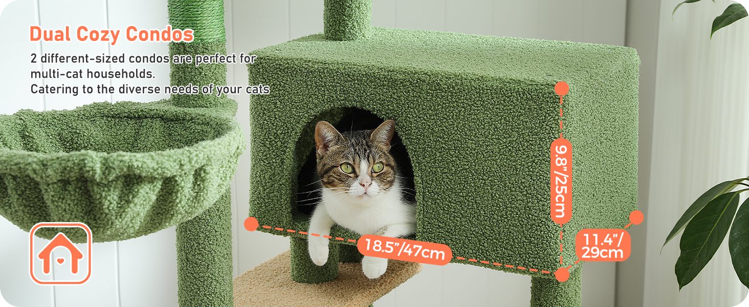 Драбина для котів PETEPELA 143 см з подушкою, когтеточкою та будиночком для котів - велика, зелена