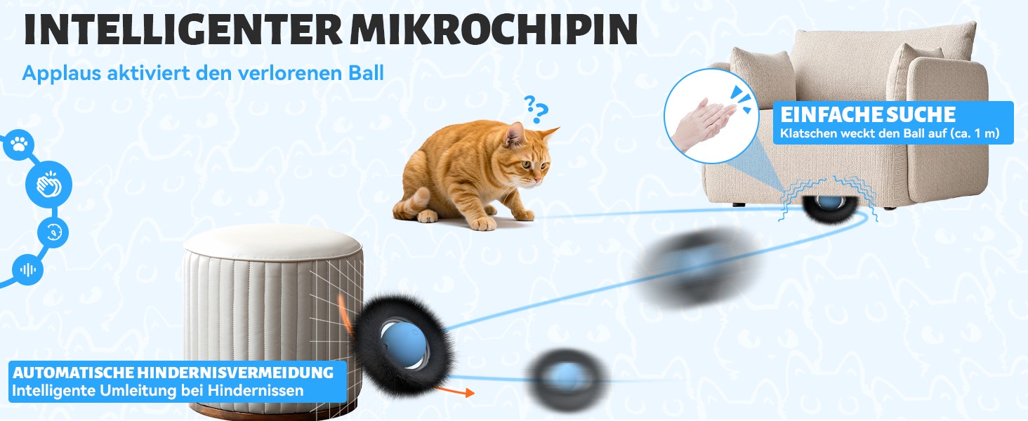 Іграшка для котів GoldenSun: м'ячик з дзижчанням, мишки на килимку, 5-дірковий хованки, блакитний колір