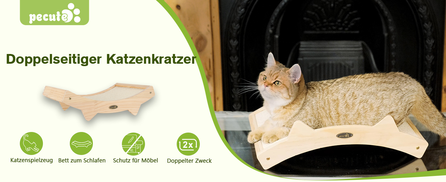 Pecute Комплект з 2 картонних когтеточок для котів, двосторонні, з якісного картону, стійкі, для догляду за кігтями та захисту меблів (38.5 x 20.5 см), Classic (2 шт.) (Покращена версія з сизалю)