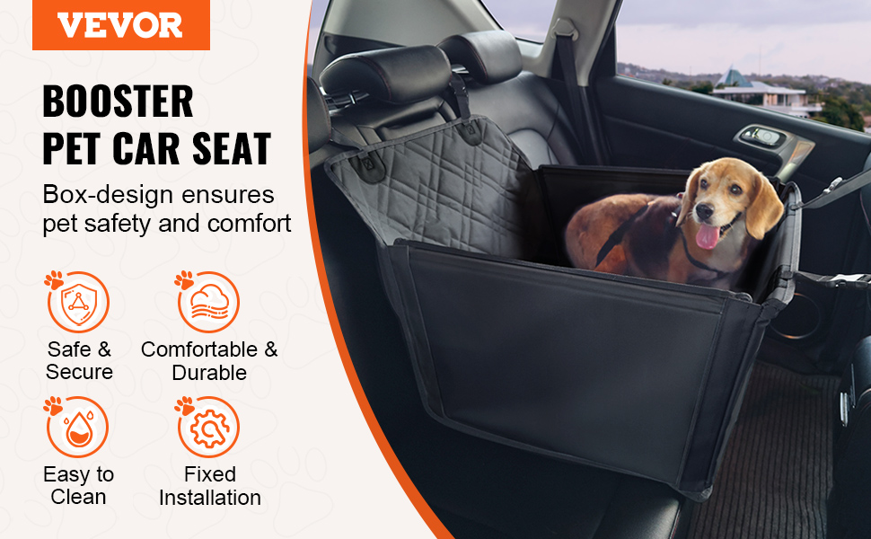 Автокрісло для собак VEVOR - водонепроникне, з підставкою, для собак до 22 кг (S, чорний)