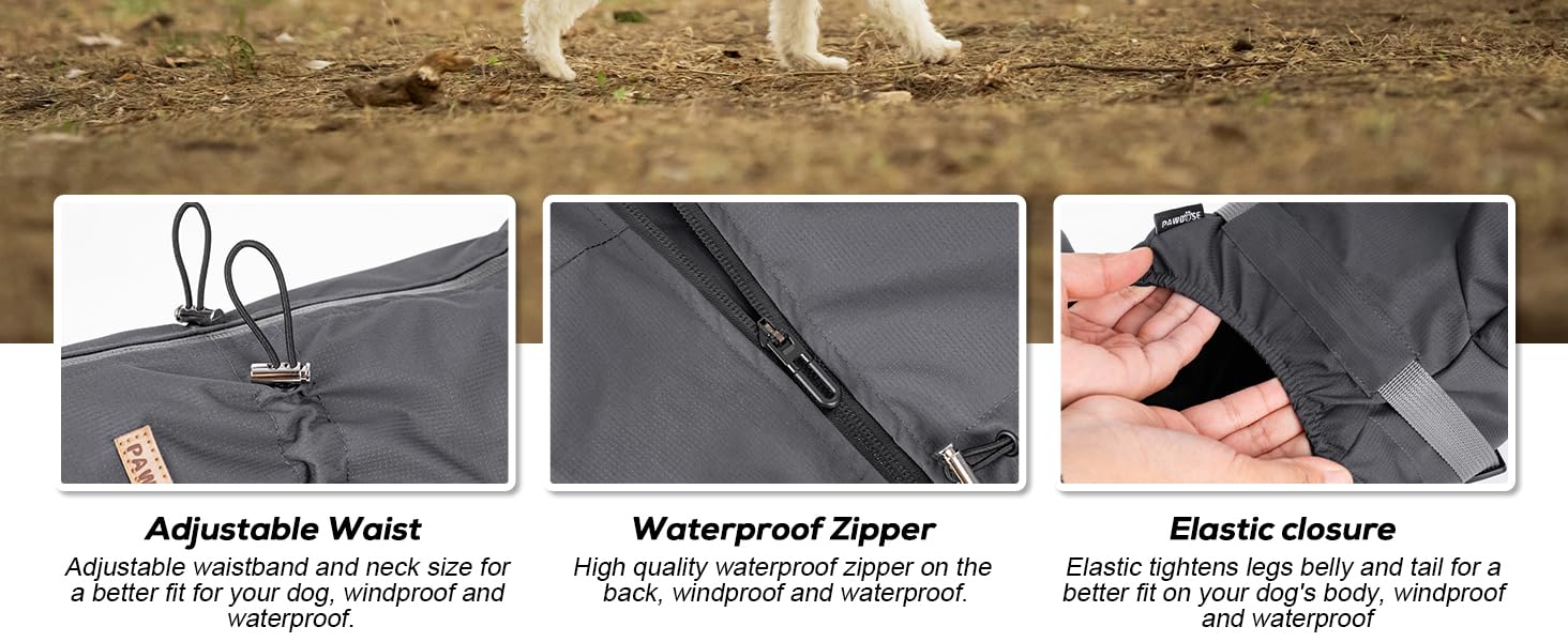 Дощовик для собак PAWBOSE, водонепроникний, для маленьких, середніх та великих собак, з інтегрованим кріпленням для шлейки, сірий, XL