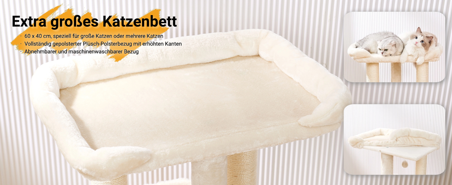 Драбина-кіготь для котів Happi N Pets 71 см, бежева: стабільна, з великим ліжком та гамаком, покриття з сизалю