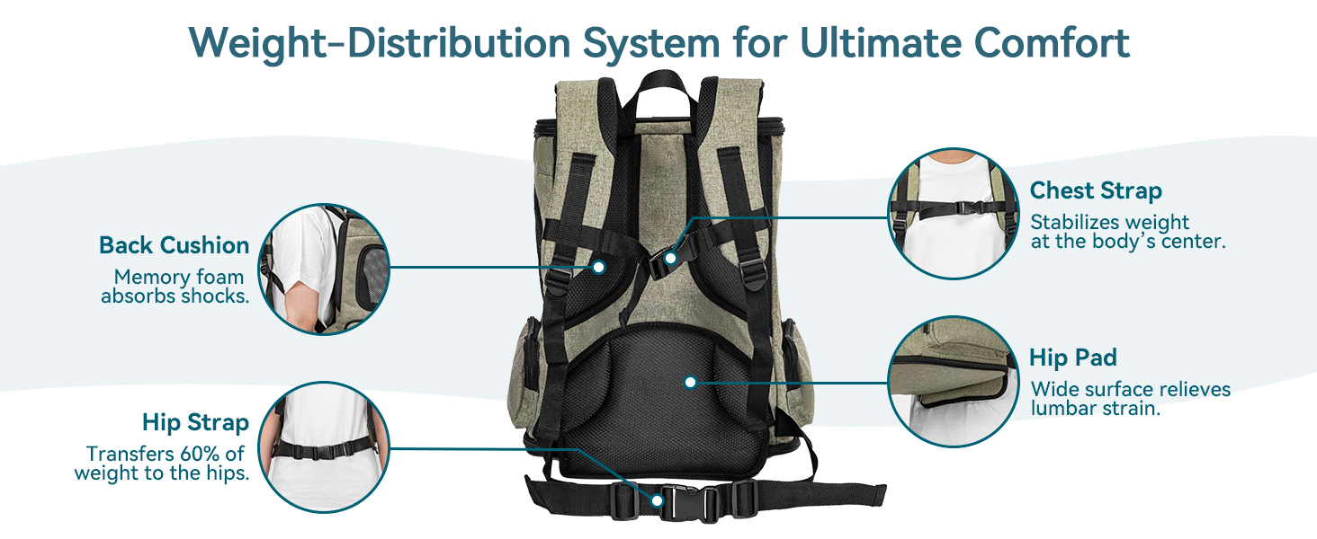 Рюкзак для котів та собак Petsfit - зелений, до 5 кг, з сіткою та регульованим ременем