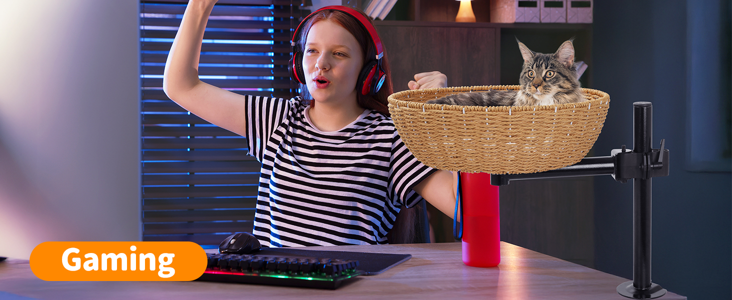 Кігтеточка-ліжко для кота на стіл: обертання 360°, регульована висота, без свердління. Підвищене котяче ліжко над столом. Тримає кошеня/кота поруч. Зручне ліжко для кота з подушкою для тварин.