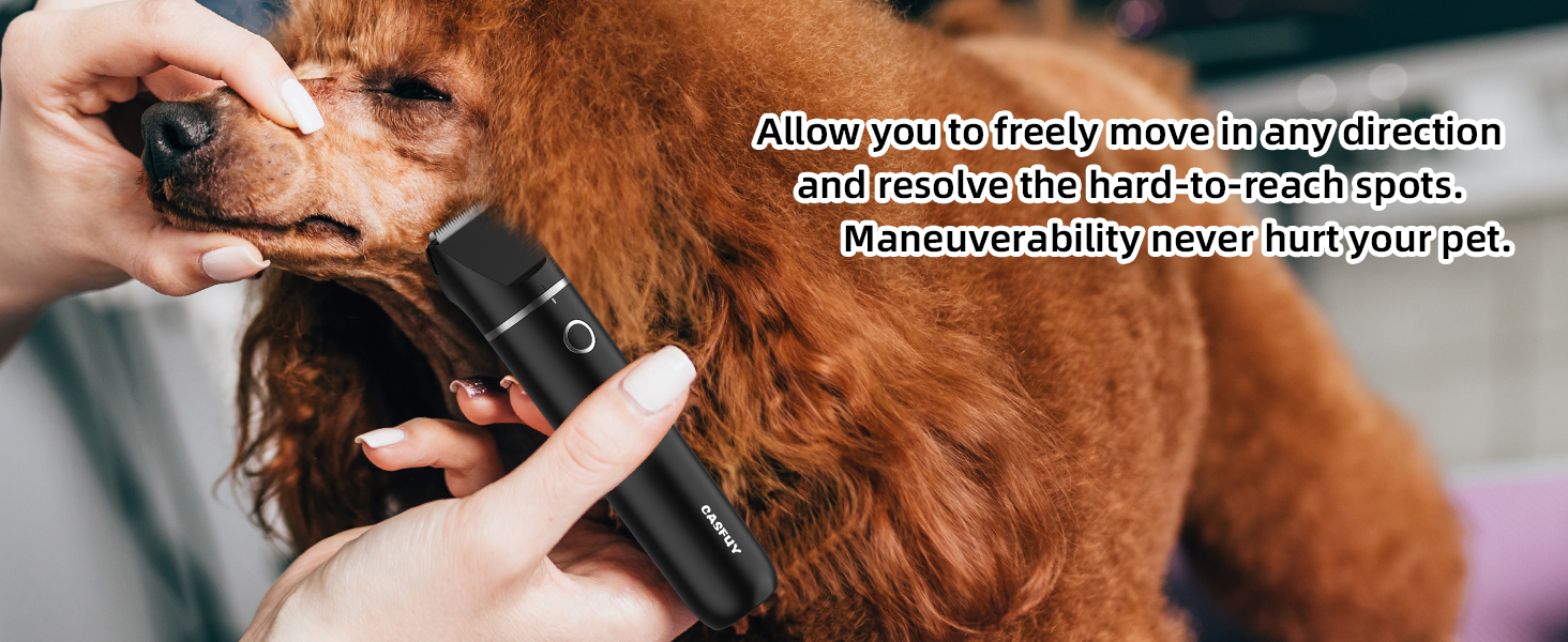 Бездротовий триммер для собак та котів Casfuy - тиха машинка для стрижки лап, очей, вух, обличчя, USB-зарядка, чорний