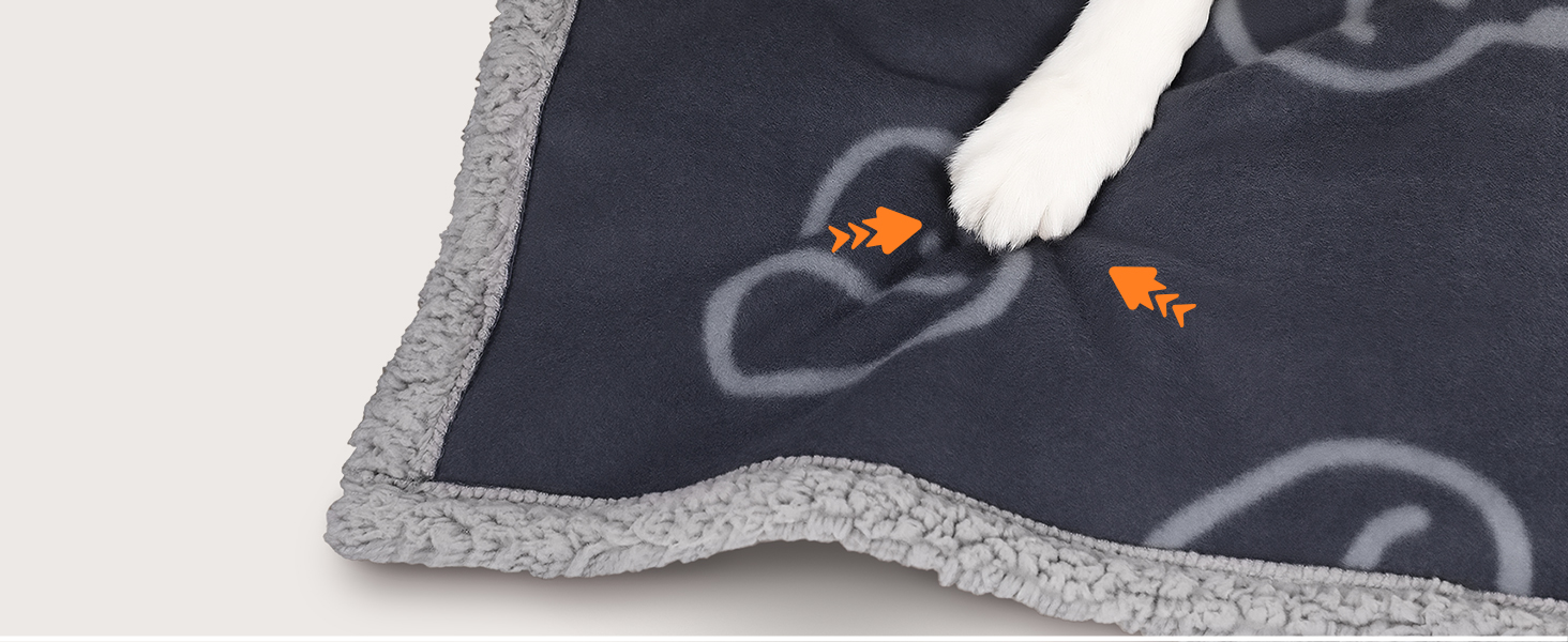 PETTOM Водонепроникний килимок для собак, 127 x 100 см, Sherpa Fleece, для середніх та великих собак, котів, м'який, з подвійним шаром, сірий