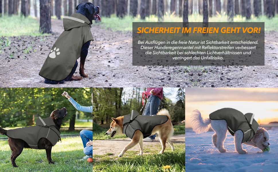 Водонепроникна куртка для собак з капюшоном, для прогулянок та ігор, сіра, для малих, середніх та великих порід