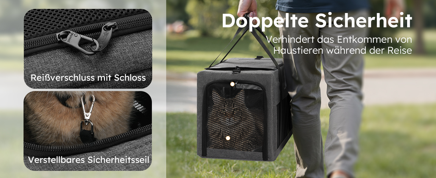 Переносна переносна сумка для котів Pecute Katzentasche, XL, 47x33x30 см, сіра