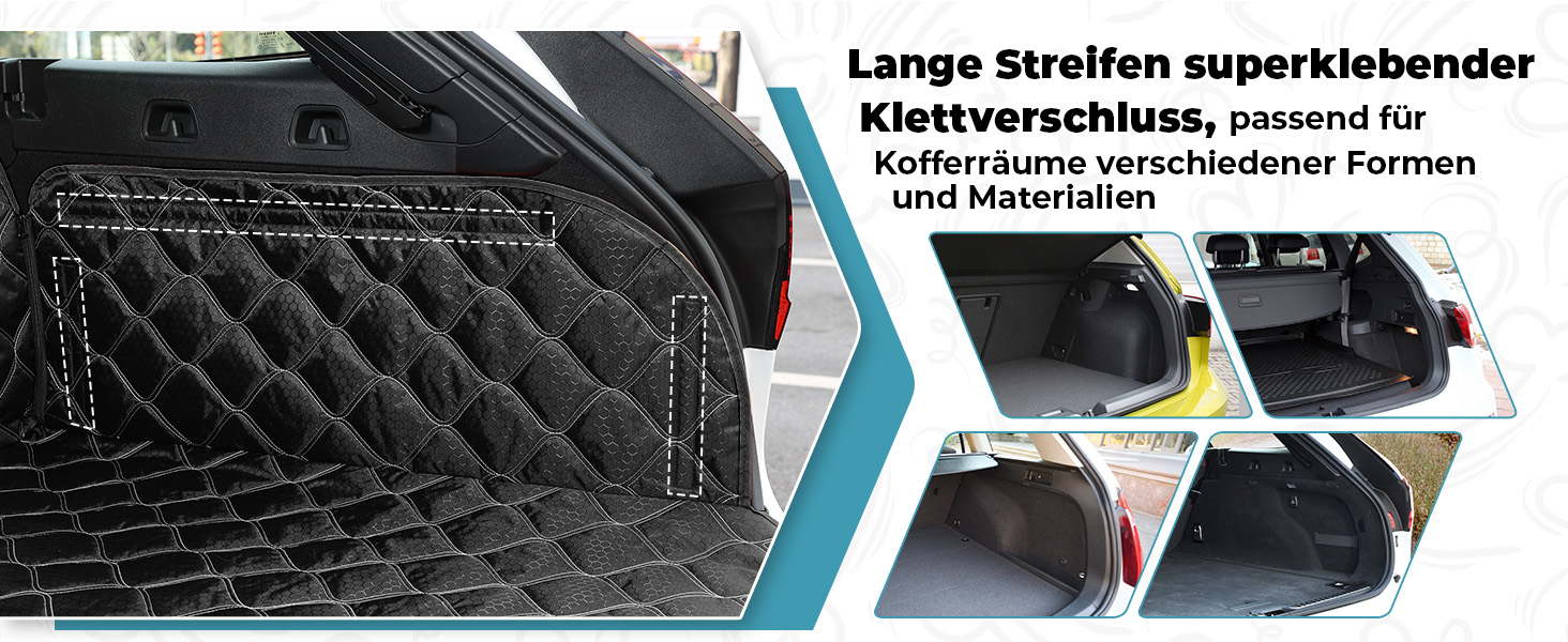 Захист для багажника авто: килимок для собак KYG, водовідштовхувальний, антикіготкові бортики, 215x110 см, чорний