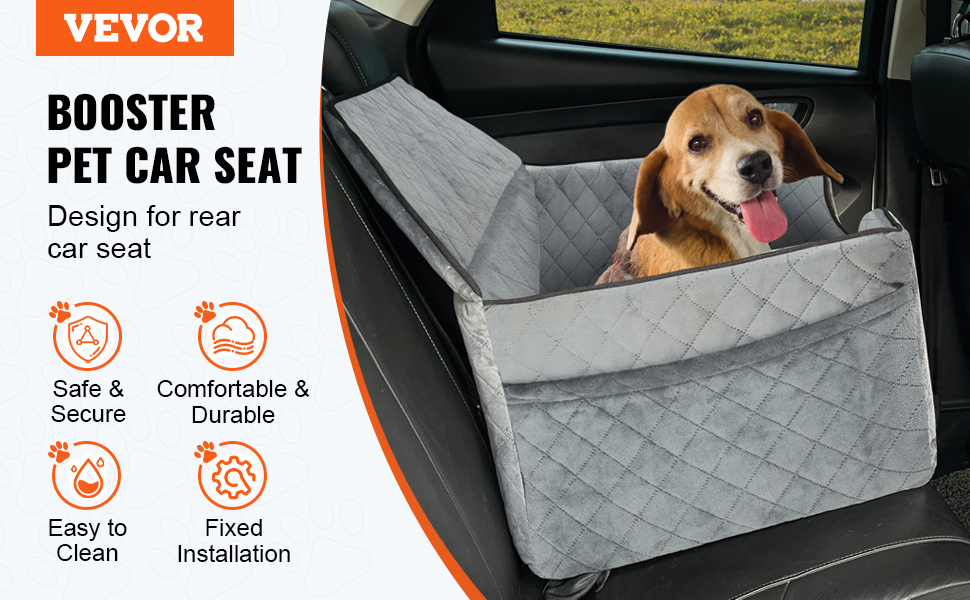Автокрісло для собак VEVOR - підйомник для собак у машину з кишеню, безпечна прив'язка, гумова наповнювач, ліжко для собак середніх та великих порід (до 25 кг)