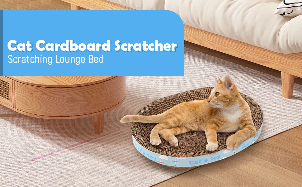 Килимок-клітка для котів Baoblaze Ovaler: іграшка-клітка з картону, лежанка, дряпалка для котів середніх та великих порід, 45x34x9 см