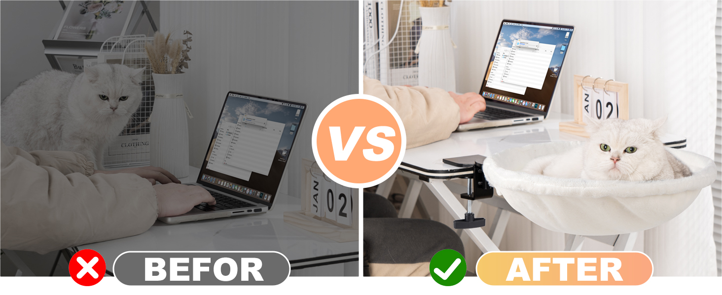 Крісло-гамак для кота Uross на стіл - 360° обертання та регулювання висоти, м'яке ліжко для кота з 2 знімними чохлами, місце для сну для дому, офісу, цілорічне використання (Бежевий)