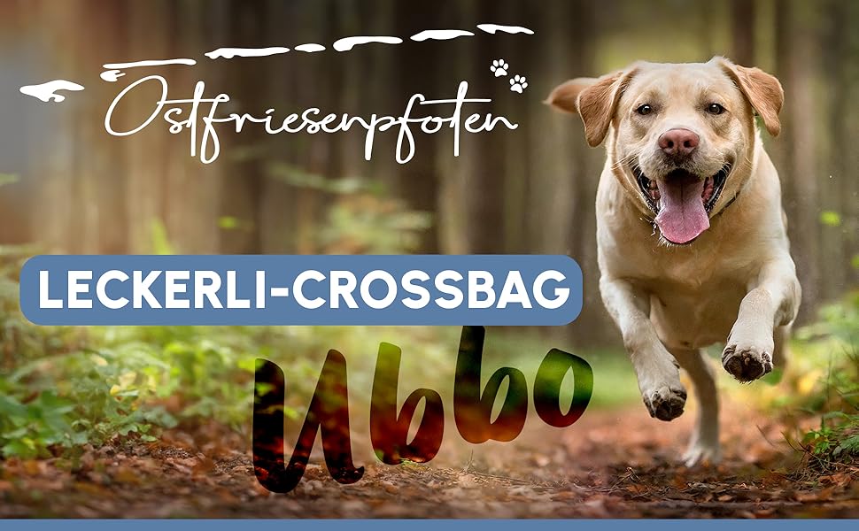 Сумка для ласощів для собак Ostfriesenpfoten® 'Ubbo' з високоякісного поліестеру, чорна. З магнітним закриттям та змінним внутрішнім підкладкою.