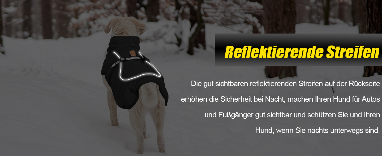 Зимовий теплий одяг для собак FeimaX: вітронепроникна куртка для середніх та великих собак. Відображає світло, регулюється, з D-кільцем. Чорний колір, розмір 4XL