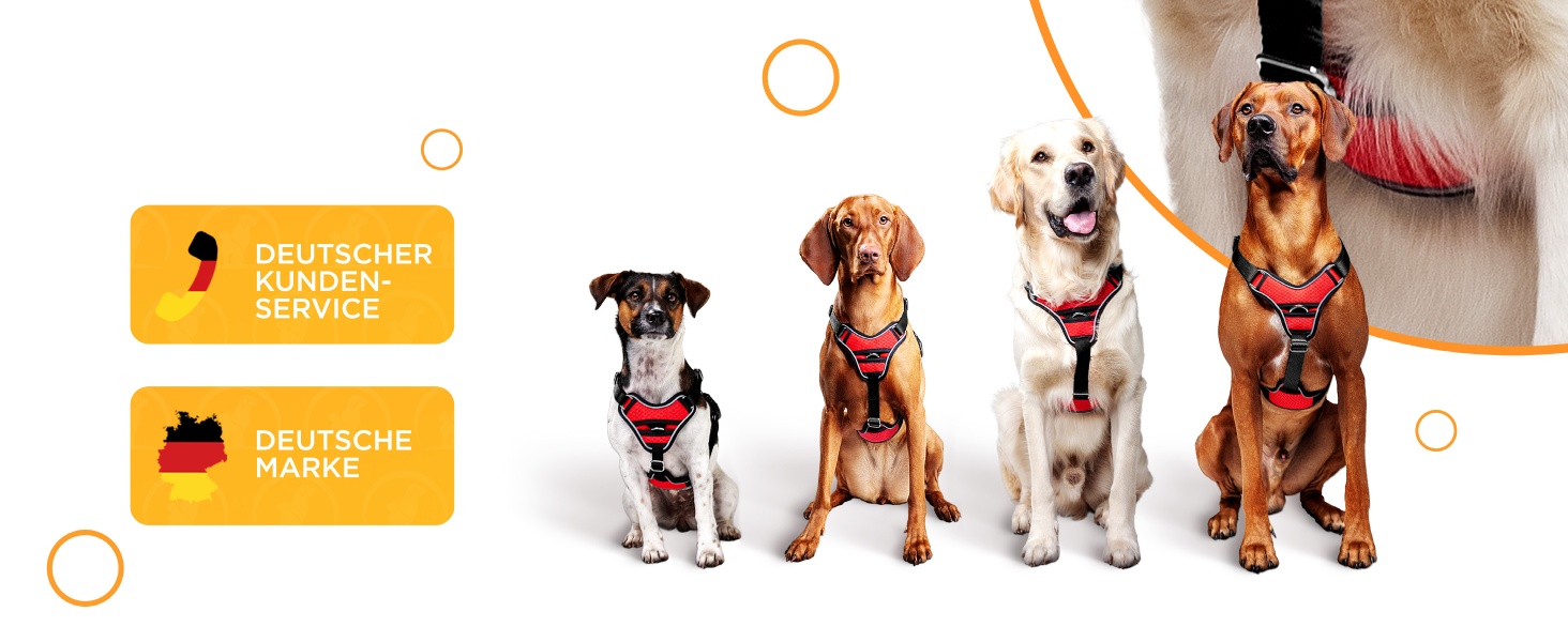 Шлейка для собак - відбиваюча, з м'якою підкладкою, для собак маленьких та великих порід, червона, обхват шиї 40 см (34-45 см), обхват грудей 43-55 см