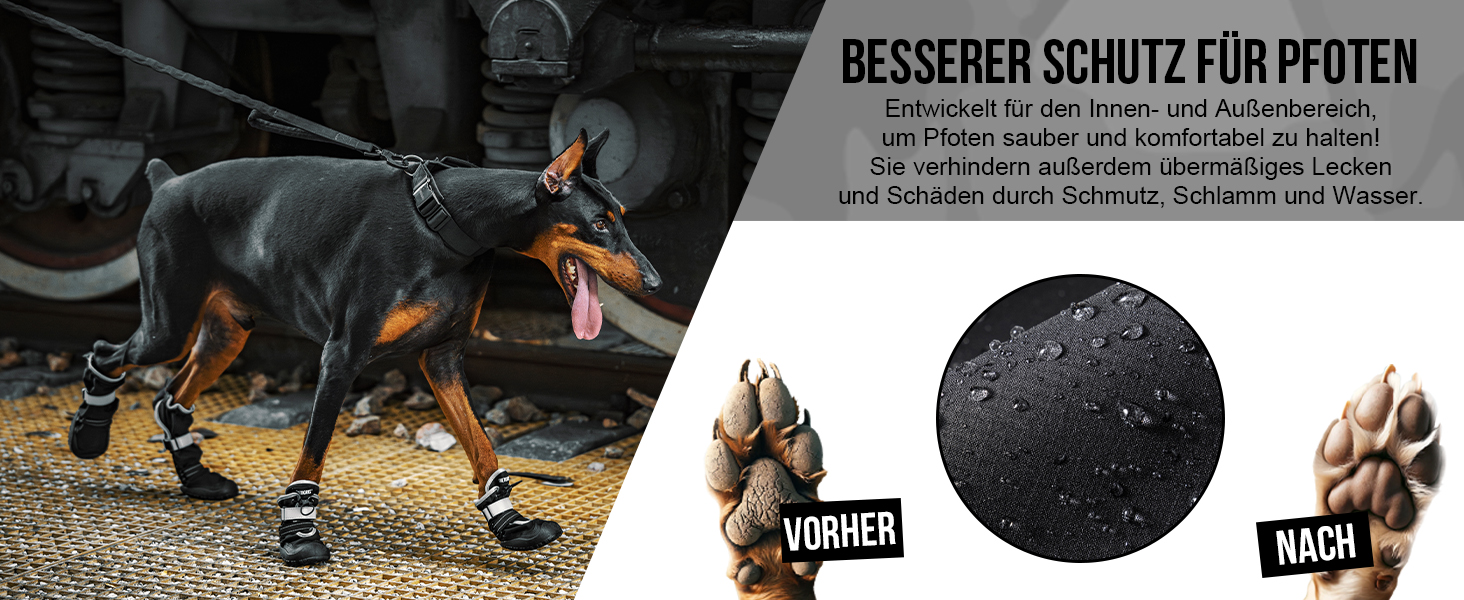 Чоботи для собак OneTigris Pathfinder: 4 шт., чорні, водонепроникні, теплі, регульовані, з світловідбиваючими застібками, розмір 9 (11x8 см)