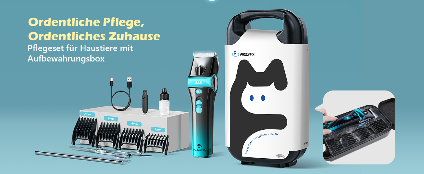 Машинка для стрижки собак Leise з LED-підсвічуванням, 2 швидкості, для догляду за обличчям, вухами, лапами. Блакитна