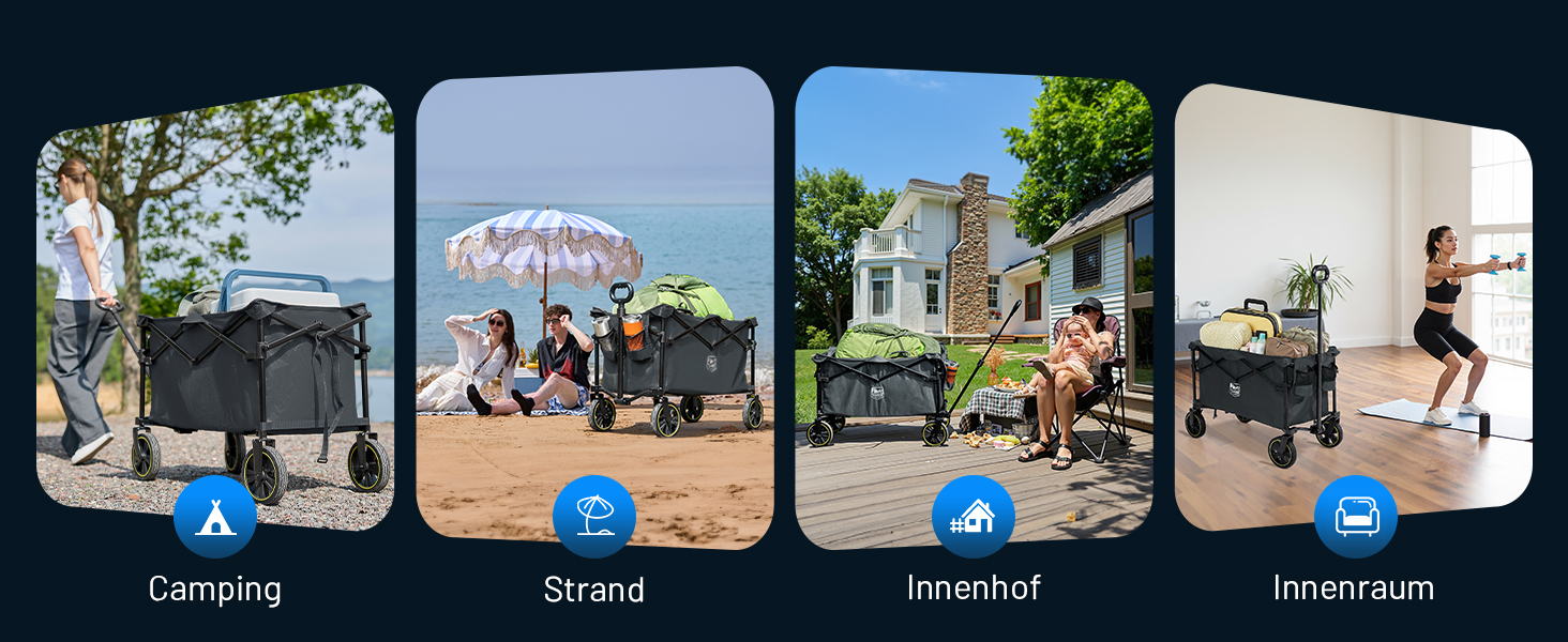 Болерваген Timber Ridge 200L складний з підстаканником, для саду, кемпінгу, покупок. Витримує 100 кг (сірий)