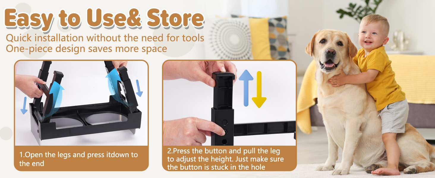 Підвищені годівниці для собак з перегородкою, 2 великі миски, регульована висота, для малих, середніх та великих собак