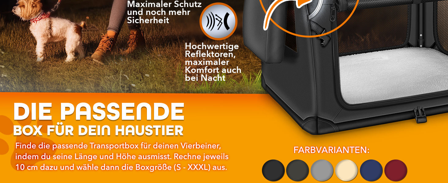 Транспортна переноска для собак та котів TRESKO® S (50x34x34 см) | Складана переноска з підкладкою, лопаткою та світловідбивачами | Для собак та котів | Navyblau