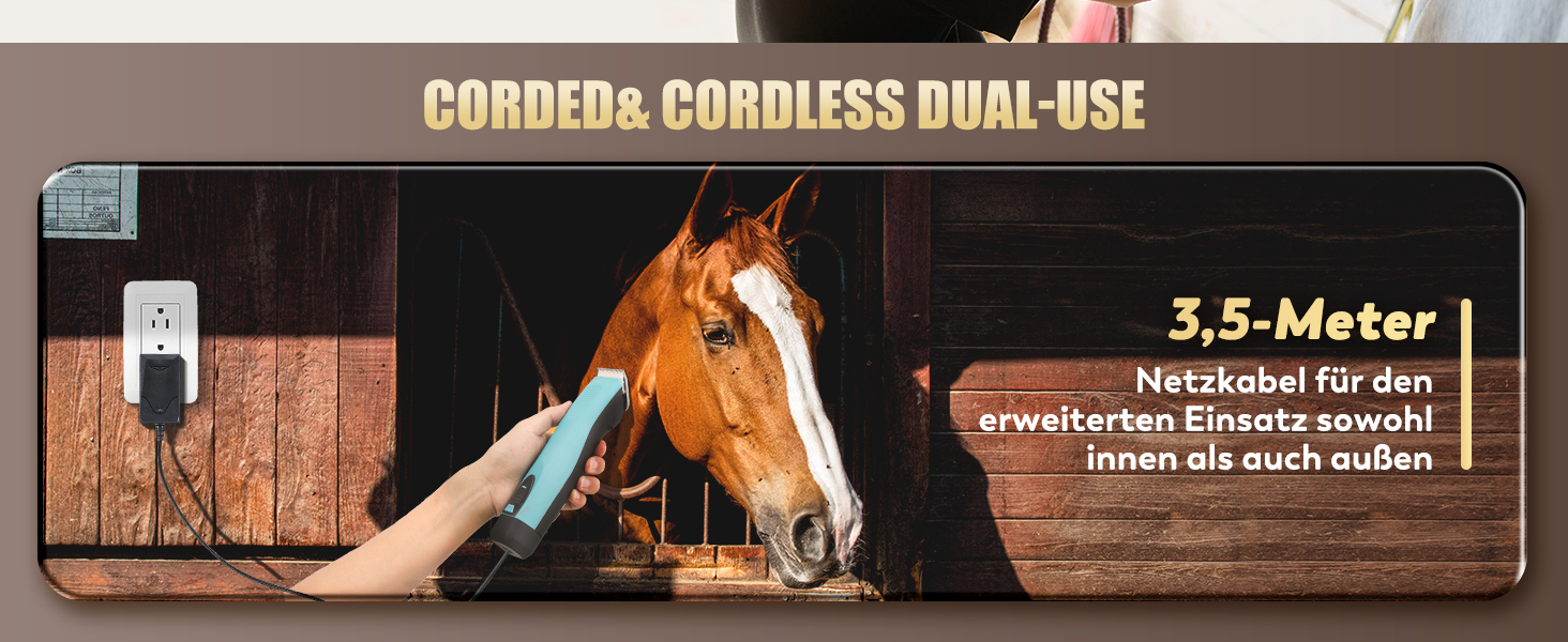 Машина для стрижки тварин CGOLDENWALL CG-CP-9060-1: акумулятор 1400mAh, кабель 3.5м, 3200-4000 об/хв, 2 швидкості, для собак, коней, кіз, корів та тварин з густою шерстю