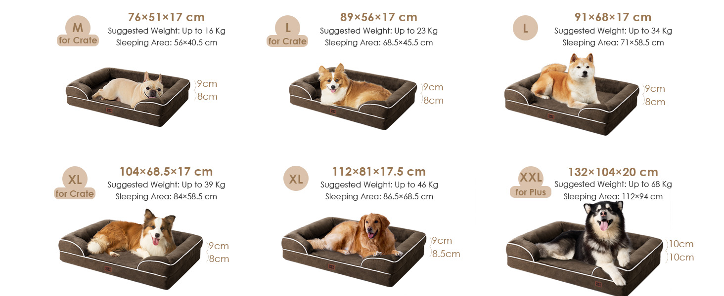 Ортопедичне ліжко для собак великих порід, 104x69 см, з піною з пам'яті, кошик для собак середніх порід, миється, водонепроникне, з неслизьким покриттям, диванчик для собак з високим бортиком, коричневий, розмір L 104 x 68.5 x 17 см