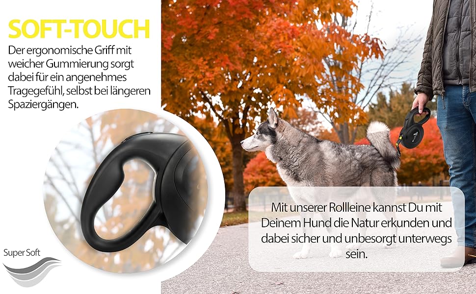 Рулетка для собак Bluzelle 8м, до 50кг, Neon-Yellow, з металевим карабіном 360°, зручний гумовий хват, стопорна система